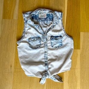 Cute Faded Denim Crop Top